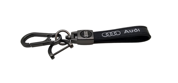 Leather and Metal Automotive Keyring with Emblem for Audi Vehicles – Inch Autos