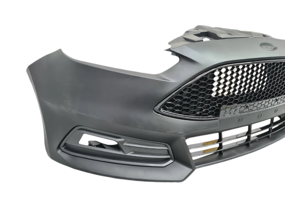 Complete Front Bumper With Lower Grille & Lips – For 2015-2018 Ford Focus – MOONSPORT, Gray Primed