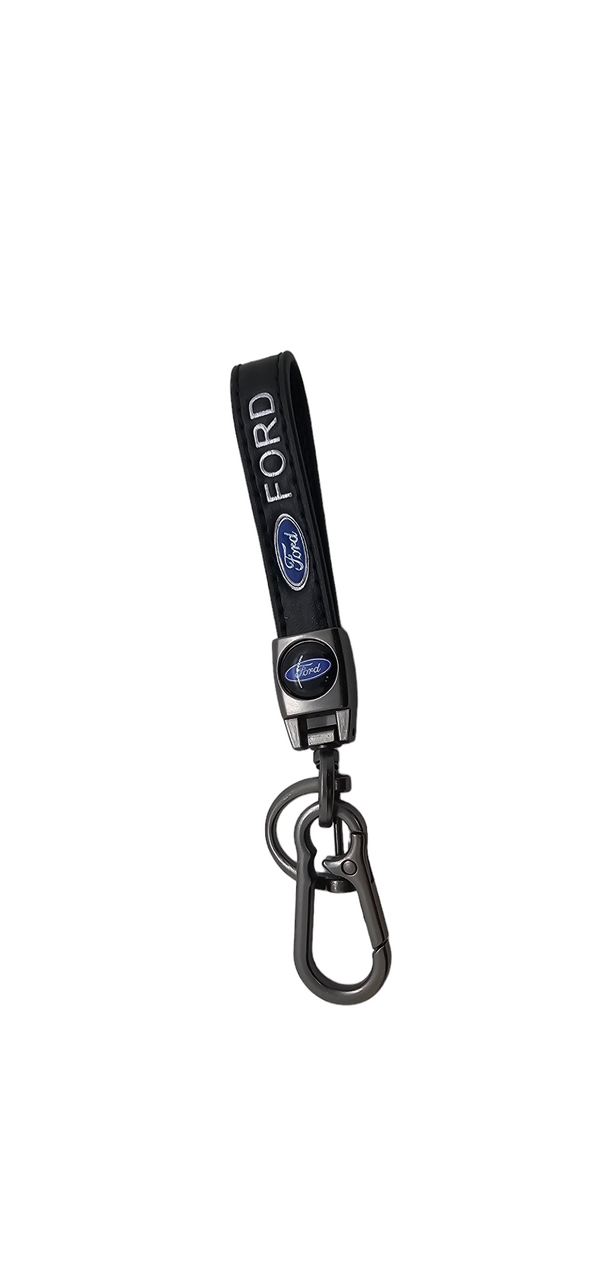 Leather and Metal Automotive Keyring with Emblem for Ford Vehicles – Inch Autos
